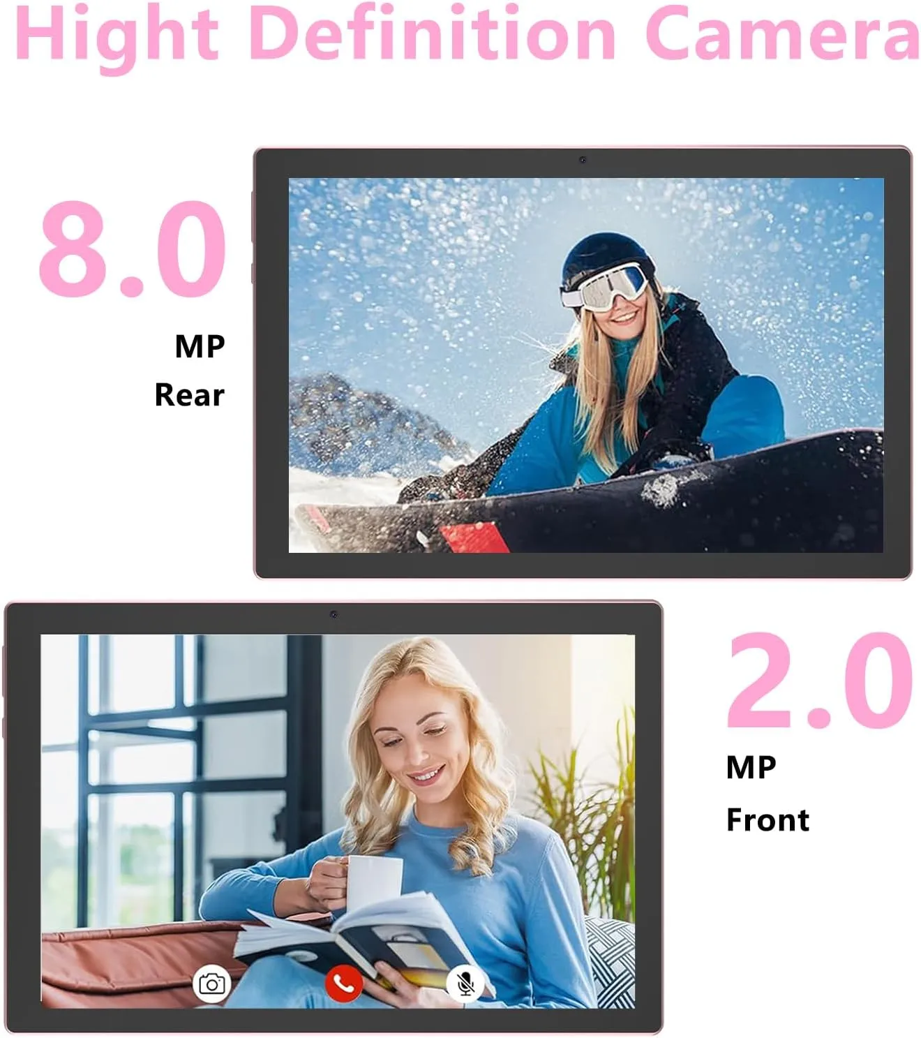 Android 15 Tablet 10 inch Tablets with Case, 10GB RAM   64GB ROM (Expand to 1TB), Quad Core Processor Tablets, 5G WiFi 6, BT5.0, 1280x800 HD Screen, 6000mAh, Dual Camera, GMS, Widevine L1, Pink