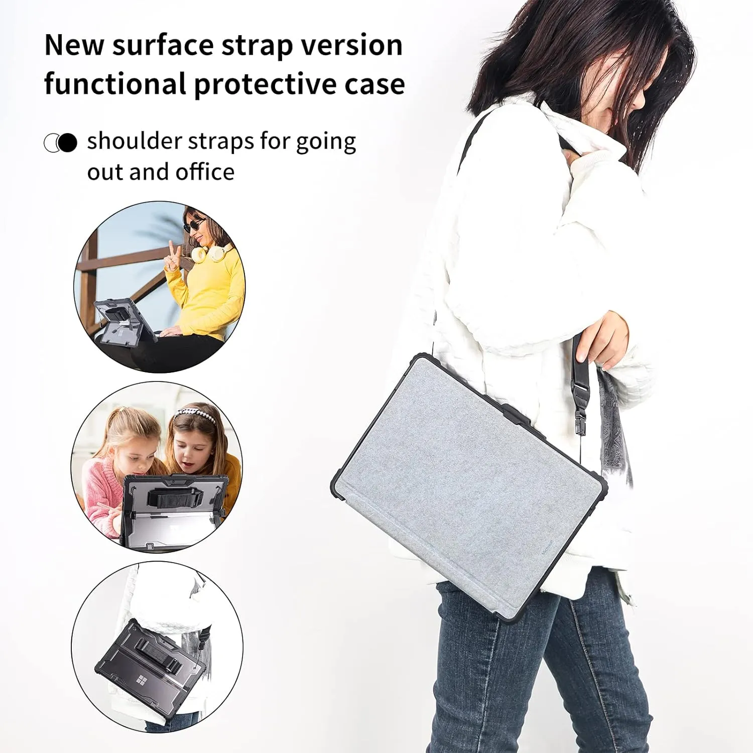 AOAO for Microsoft Surface Pro 8 Case with Shoulder Strap, Hand Strap, Stylus Pen Holder, Rugged, Shock-Absorbing and Drop-Resistant(13inch)