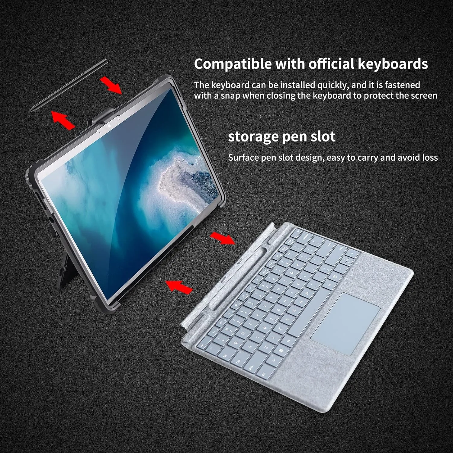 AOAO for Microsoft Surface Pro 8 Case with Shoulder Strap, Hand Strap, Stylus Pen Holder, Rugged, Shock-Absorbing and Drop-Resistant(13inch)