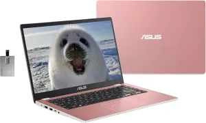 ASUS 2022 14" HD Laptop, Intel Celeron N4020 Processor, 4GB RAM, 64GB eMMC Flash Memory, Intel HD Graphics 500, HD Webcam, Stereo Speakers, Rose Gold, Windows 11S, 32GB USB Card (Renewed)