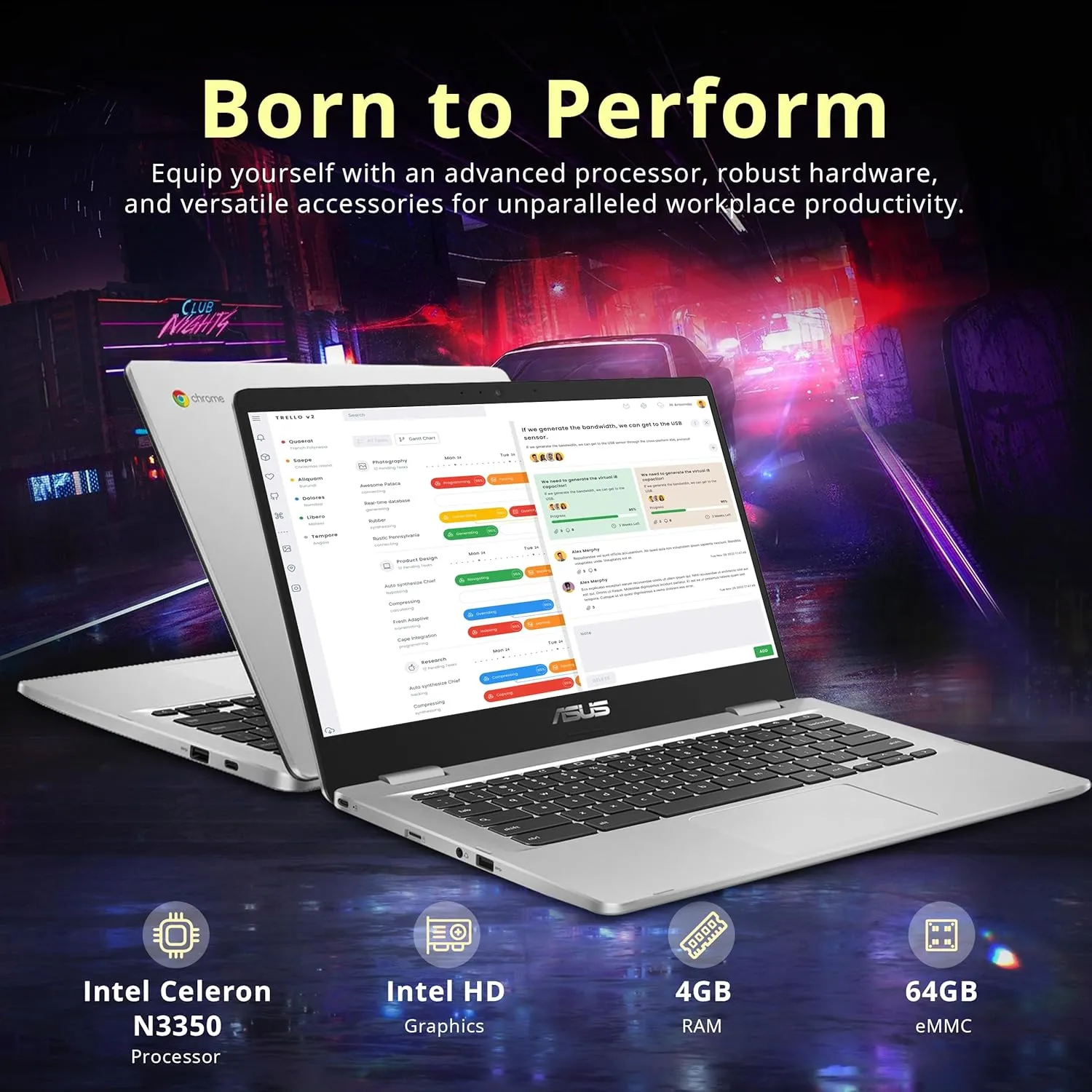 ASUS C523NA Chromebook 15.6'' HD Laptop, Intel Celeron N3350 Processor, 4GB RAM, 64GB eMMC Flash Memory, Intel HD Graphics, HD Webcam, Stereo Speakers, Chrome OS, Silver, (renewed)