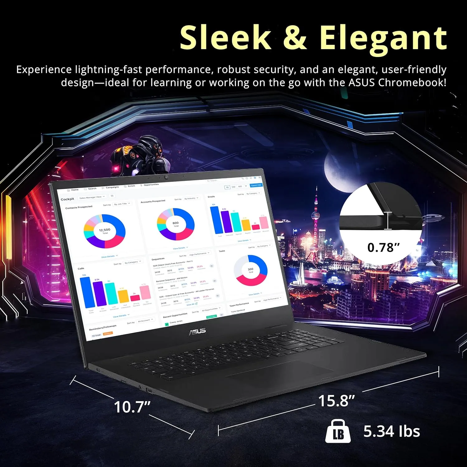 ASUS Chromebook CX1700 17.3" FHD Laptop, Intel Celeron N4500 Processor, 4GB RAM, 128GB eMMC Flash Memory, Intel UHD Graphics, 720P Webcam, Wi-Fi 6, Bluetooth, Chrome OS, Gray (Renewed)