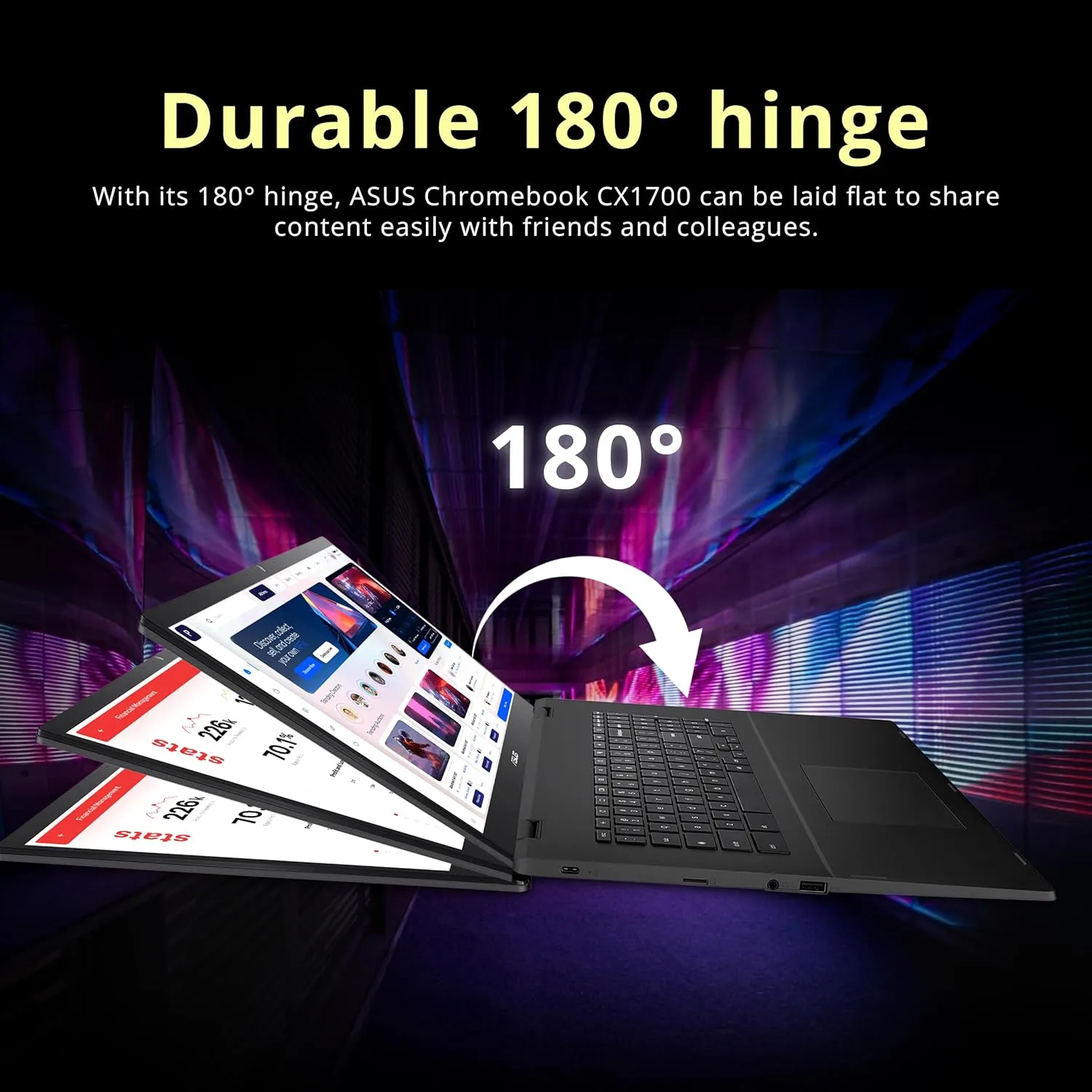 ASUS Chromebook CX1700 17.3" FHD Laptop, Intel Celeron N4500 Processor, 4GB RAM, 128GB eMMC Flash Memory, Intel UHD Graphics, 720P Webcam, Wi-Fi 6, Bluetooth, Chrome OS, Gray (Renewed)