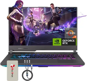 ASUS ROG Strix G15 15.6" Gaming Laptop, 165Hz WQHD IPS Display, AMD Ryzen 7 6800H, GeForce RTX 3060 Graphics, 32GB DDR5 RAM, 2TB PCIe SSD, RGB Keyboard, Windows 11, Gray, 128GB Docking Station Set