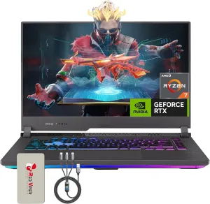 ASUS ROG Strix G15 15.6" Gaming Laptop, 165Hz WQHD IPS Display, AMD Ryzen 7 6800H, GeForce RTX 3060 Graphics, RGB Keyboard, 16GB DDR5 RAM, 1TB SSD, Windows 11 Pro, Gray, 128GB Docking Station Set