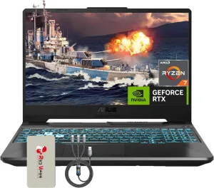 ASUS TUF A15 15.6" 144Hz FHD Gaming Laptop, AMD Ryzen 7 7435HS, NVIDIA GeForce RTX 3050, 64GB DDR5 RAM, 4TB PCIe SSD, RGB Backlit Keyboard, HD Camera, Black, Win 11 Pro, 128GB Docking Station Set