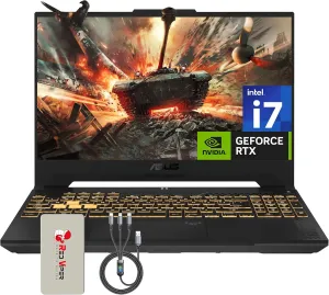 ASUS TUF F15 15.6" 144Hz FHD Gaming Laptop, Intel i7-13620H, NVIDIA GeForce RTX 4070, 32GB DDR5 RAM, 1TB PCIe SSD, RGB Backlit Keyboard, Mecha Grey, Windows 11, 128GB Docking Station Set