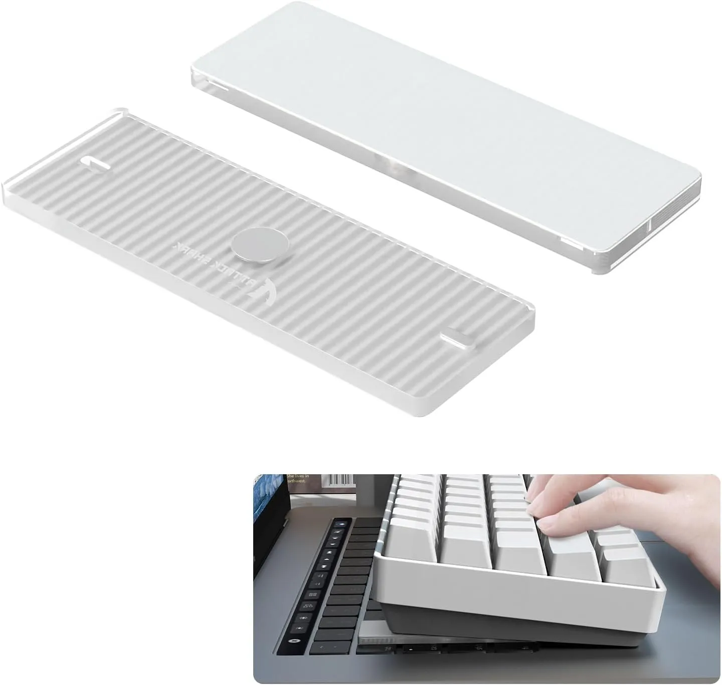 Attack Shark Laptop Mount for Desk, Suitable for External Keyboards AK820, F75, R65, X68, K85, etc. Ultra-Light Magnetic Clear Computer Stand, Suitable for MacBook Air/Pro, Lenovo, HP, DellWhite