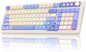 AULA 99 Key Keyboard, Tri-Mode Bluetooth/2.4GHz/USB-C Cute Creamy Gaming Keyboard with Number Pad RGB Backlit, Media Knob Custom Mechanical Feel Computer Keyboards for MAC Xbox PC Gamer - Purple
