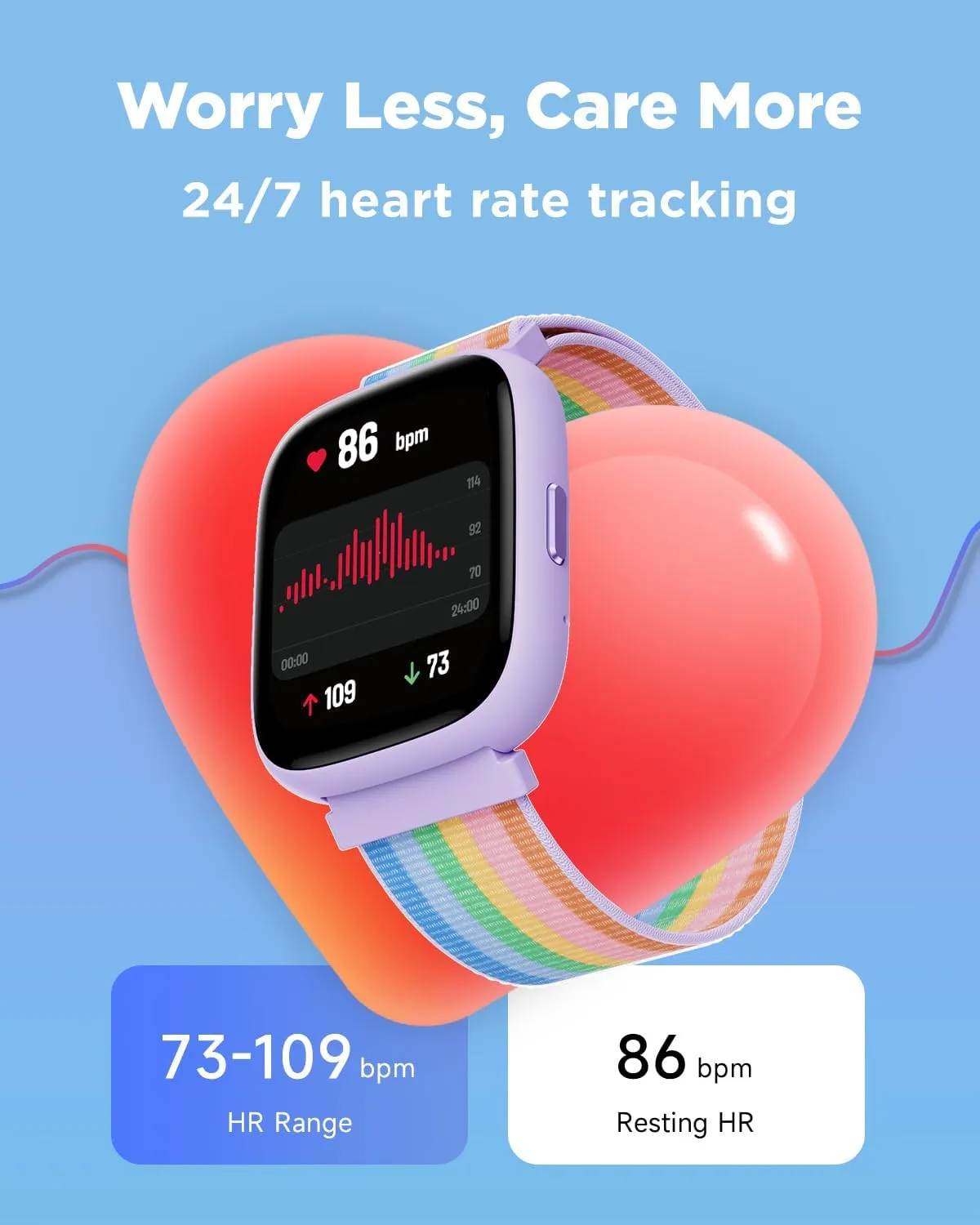 BIGGERFIVE Smart Watch for Kids, 1.8" Fitness Tracker Watch Pedometer, Heart Rate, IP68 Waterproof, Sleep Monitor, Calorie Step Counter, 5 Puzzle Games with/Without APP for Girls Teens 5-16, Nylon