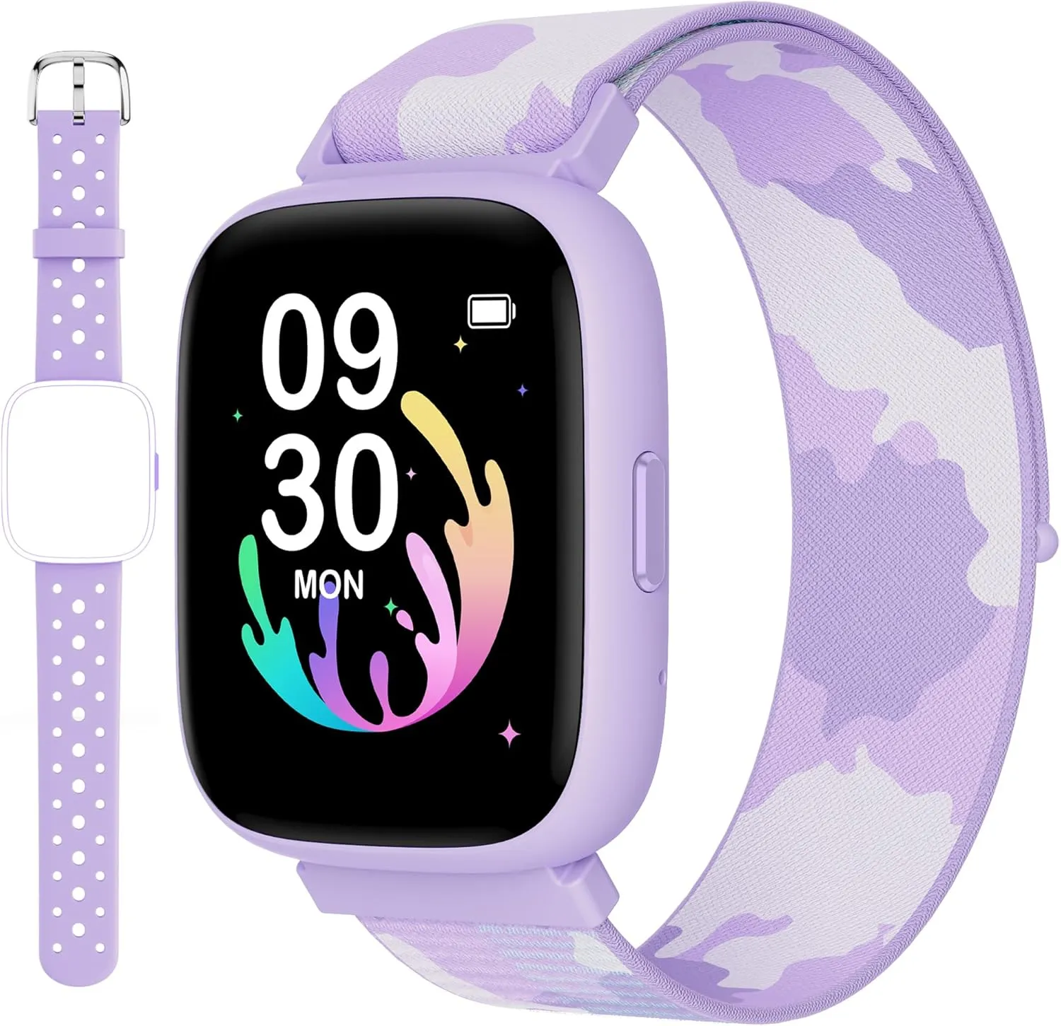 BIGGERFIVE Smart Watch for Kids, 1.8" Fitness Tracker Watch Pedometer, Heart Rate, Sleep Monitor, IP68 Waterproof, Calorie Step Counter, Puzzle Game with/Without APP for Girls Teens 5-16, 2 Straps