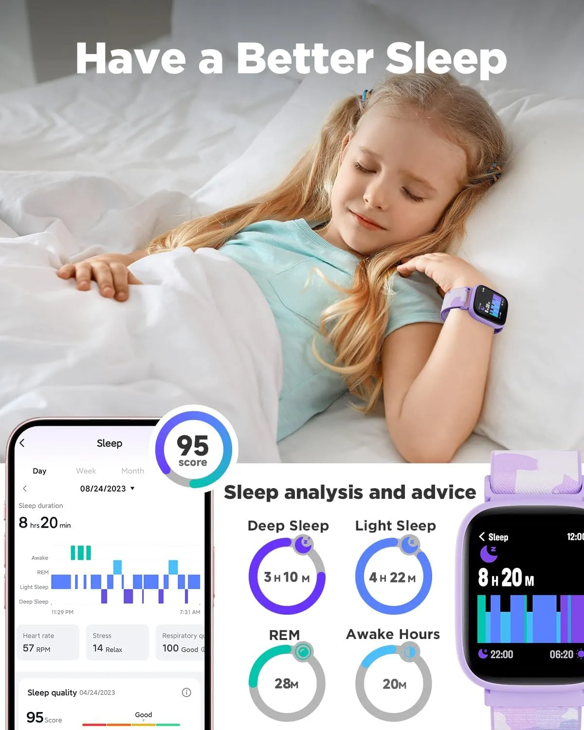 BIGGERFIVE Smart Watch for Kids, 1.8" Fitness Tracker Watch Pedometer, Heart Rate, Sleep Monitor, IP68 Waterproof, Calorie Step Counter, Puzzle Game with/Without APP for Girls Teens 5-16, 2 Straps