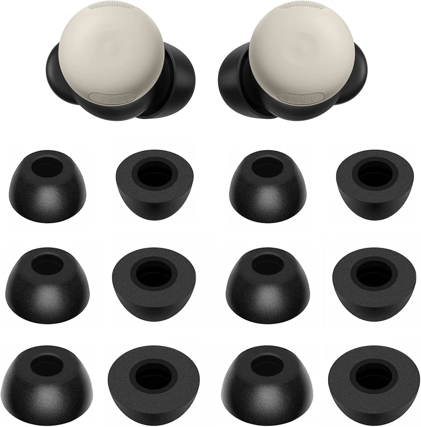 BLUEWALL 6 Pairs Foam Ear Tips Compatible with Pixel Buds Pro 2, 6 Pairs S/M/L Sizes Replacement Memory Foam Earbuds Tips, Compatible with Pixel Buds Pro 2 Black