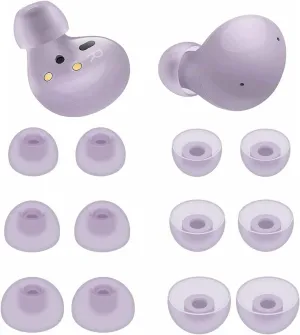BLUEWALL Eartips Compatible with Galaxy Buds 2 Earbuds SM-R177, Fit in Case Earbuds Tips Soft Silicone Replacement Ear Tips Compatible with Galaxy Buds 2 SM-R177, 6 Pairs Lavender