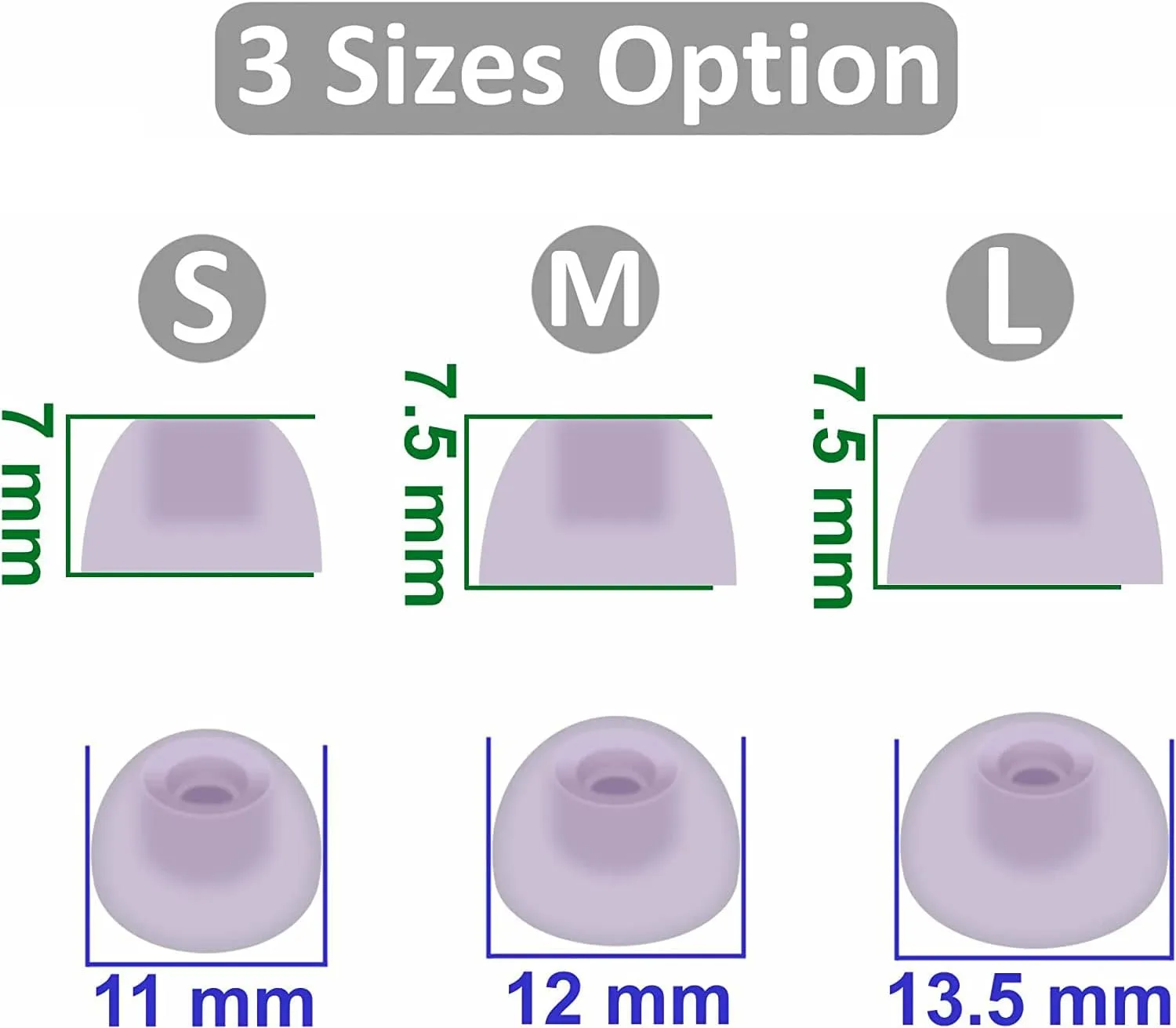 BLUEWALL Eartips Compatible with Galaxy Buds 2 Earbuds SM-R177, Fit in Case Earbuds Tips Soft Silicone Replacement Ear Tips Compatible with Galaxy Buds 2 SM-R177, 6 Pairs Lavender