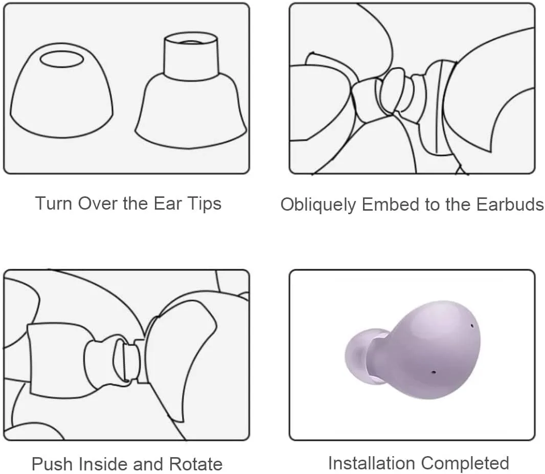 BLUEWALL Eartips Compatible with Galaxy Buds 2 Earbuds SM-R177, Fit in Case Earbuds Tips Soft Silicone Replacement Ear Tips Compatible with Galaxy Buds 2 SM-R177, 6 Pairs Lavender