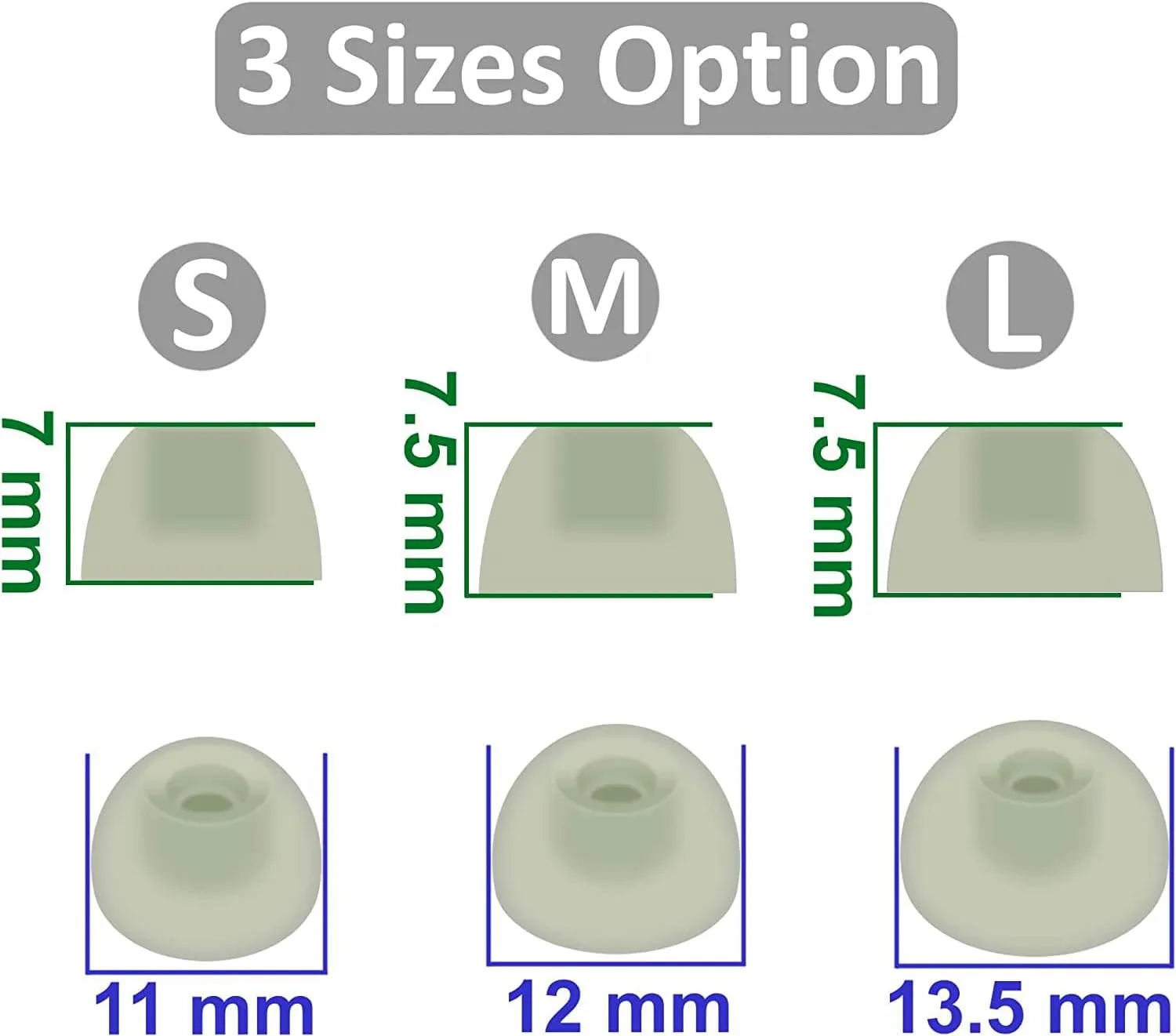 BLUEWALL Eartips Compatible with Galaxy Buds 2 Earbuds SM-R177, Fit in Case Earbuds Tips Soft Silicone Replacement Ear Tips Compatible with Galaxy Buds 2 SM-R177, 6 Pairs Olive