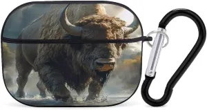 Buffalo Earbud Case Bluetooth Headphone Case Full Protective Case with Keychain Compatible with Airpods Pro Black-Style
