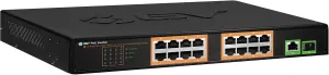 BV-Tech 18 Ports Long Range PoE  Switch (16 PoE  Ports | 1 Gigabit Ethernet uplink with 1 SFP Uplink) - 19" Rackmount - 120W - 802.3af/at -Desktop Design for Easy Set Up (16 Gigabit PoE  Ports | 120W)