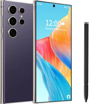 C24 Ultra Cell Phones, 8GB 256GB Unlocked Android 14 Phones, 6.8" HD 120Hz Screen Smartphone Unlocked, Snapdragon CPU 6800mAh Battery/Face ID/GPS/5G Dual SIM Phone (Purple)