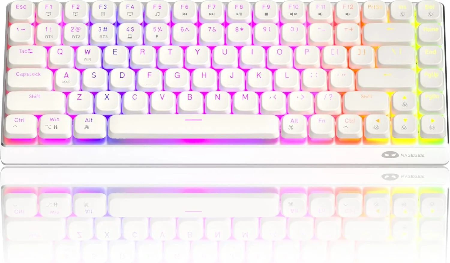 Camiysn Wireless RGB Mechanical Keyboard Moon84 Triple Mode 2.4GHz/BT/USB-C Wired Office White Keyboard for Computer/Desktop/PC/Laptop/Surface/Smart TV and Windows 10/8/7Red Switches