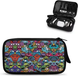 Cartoon Monster Print Electronics Organizer, Travel Cable Organizer bag, Portable Cord Storage/Charger Storage/Cable Storage, Compact Tech Bag & Charger Case
