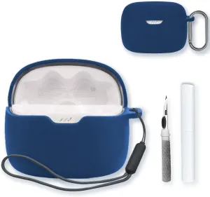Case for JBL Tune 245NC TWS-True Wireless Earbuds,Soft Protective,BOVUGAC Silicone Case Cover with Keychain & Cleaning Kit & Lanyard for JBL Tune 245NC TWS Earbuds-Blue