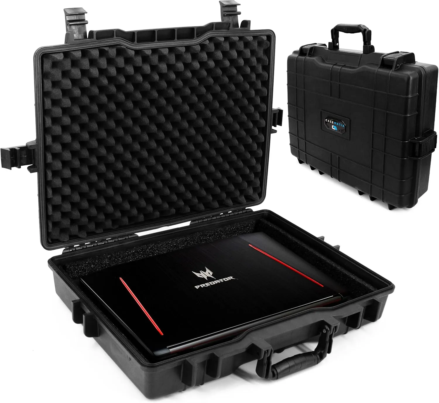 CASEMATIX Waterproof Laptop Hard Case for 15.6-17.3 inch Gaming Laptops & Accessories - Heavy Duty Hard Laptop Case With Foam Compatible with Asus Acer MSI Alienware Gaming Models & Accessories