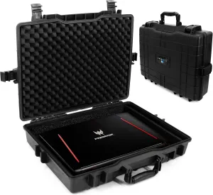 CASEMATIX Waterproof Laptop Hard Case for 15.6-17.3 inch Gaming Laptops & Accessories - Heavy Duty Hard Laptop Case With Foam Compatible with Asus Acer MSI Alienware Gaming Models & Accessories