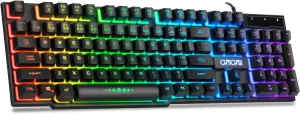 CHONCHOW Wired Gaming Keyboard for Mac PC PS5 PS4 Xbox One Gamers, RGB Backlit LED Mechanical Feel Keyboard with Multimedia Keys Number Pad, 104 Keys USB Desktop Computer Windows Keyboard (Black)