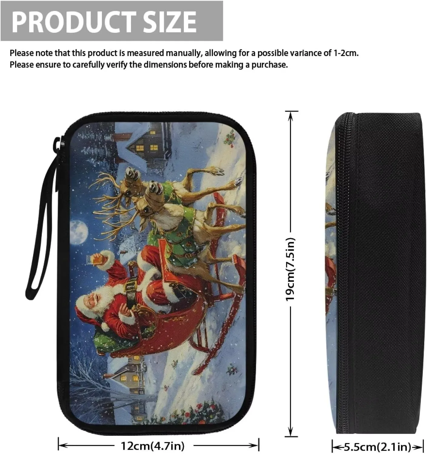 Christmas Santa Claus Print Digital Organizing Bag Multifunctional Charger Storage Bag Earphone Storage Bag Travel Portable Storage Bag for USB Data Cable SD Card Charging Head Storage Bag