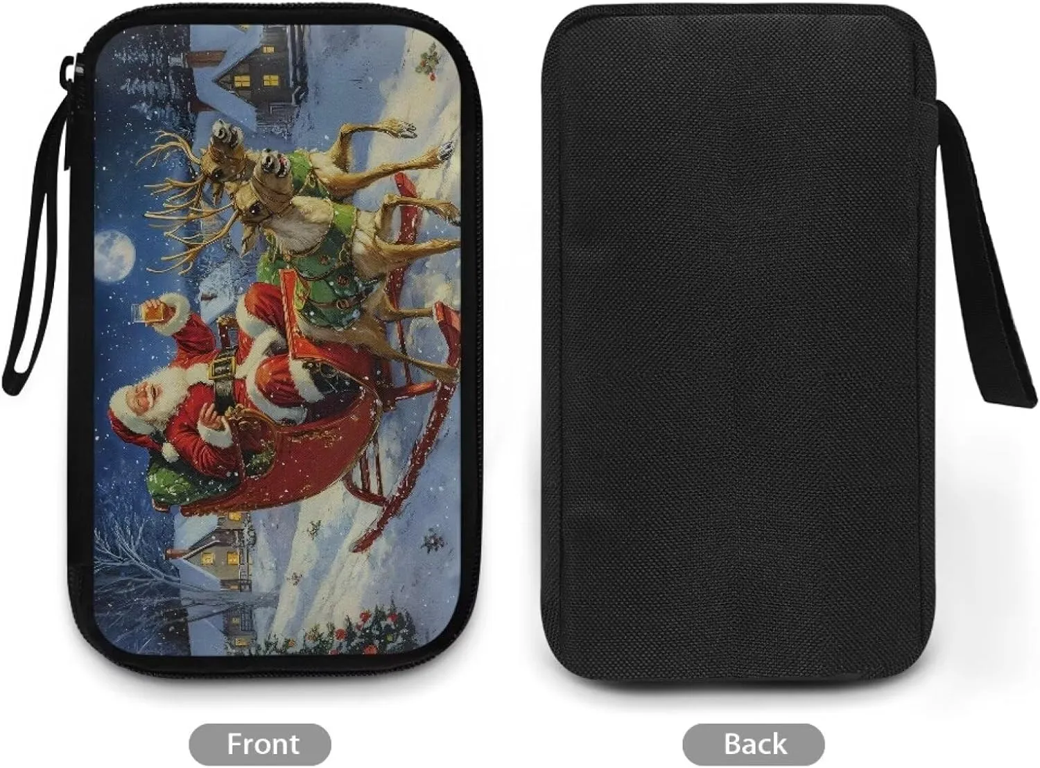 Christmas Santa Claus Print Digital Organizing Bag Multifunctional Charger Storage Bag Earphone Storage Bag Travel Portable Storage Bag for USB Data Cable SD Card Charging Head Storage Bag