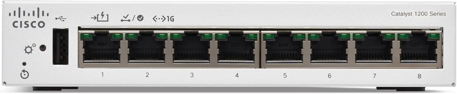 Cisco Catalyst 1200-8T-D Smart Switch, 8 Port GE, Ext PS, Desktop, Limited Lifetime Protection (C1200-8T-D)