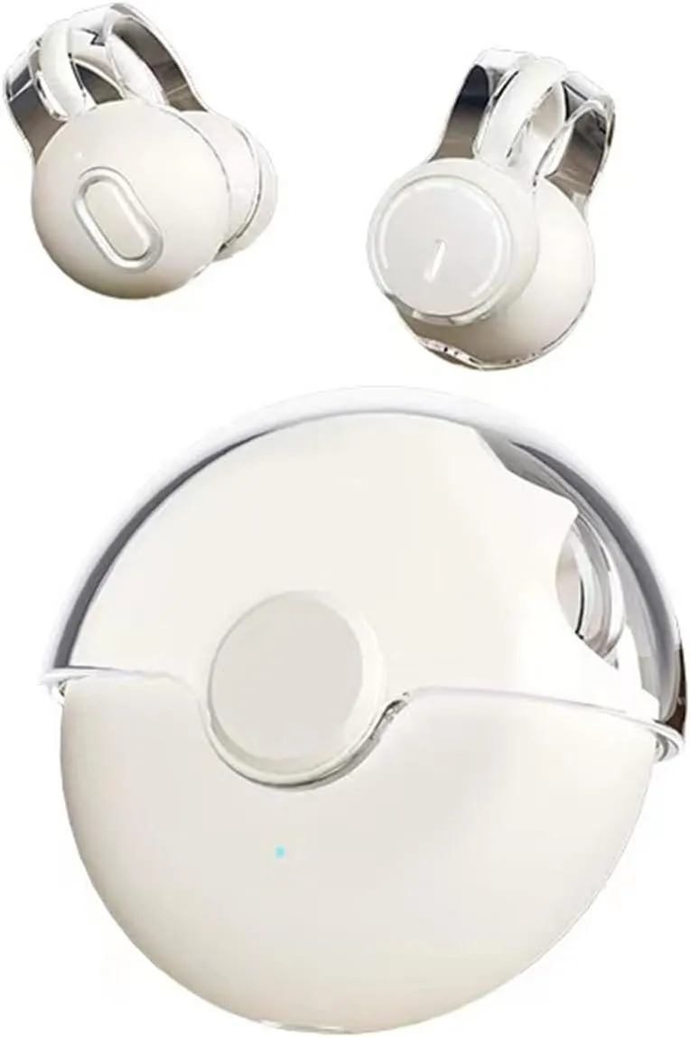 Clip On Earbuds Ear Clip Earbuds Open Ear Headphones Earbuds Wireless Bluetooth 5.2 Sport Earphones Built-In Mic With Ear Hooks 36H Playtime Open Ear Earbuds Charging Case Running Earbuds wait