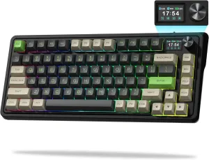 CMK 75% Wireless Gaming Keyboard with TFT Screen and Knob - 3-Modes Compact, Hot-Swap, RGB Creamy Gasket, PBT Keycaps for PC/Tablet/PS/Xbox (Black)