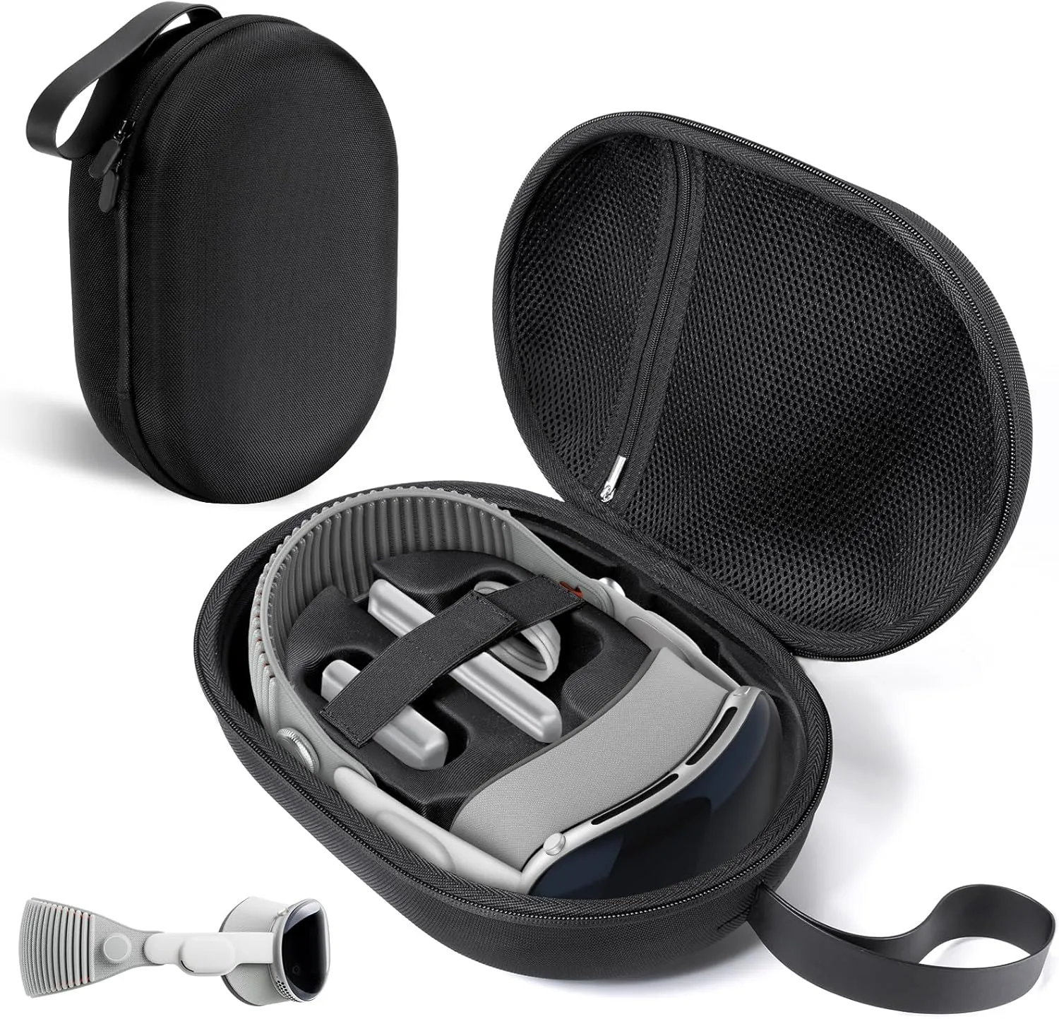 CoBak Hard Carrying Case for Vision Pro - Compact Design, Multiple Compartments for Apple VR Headset and Accessories, Travel with Protection, Black