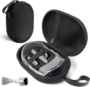 CoBak Hard Carrying Case for Vision Pro - Compact Design, Multiple Compartments for Apple VR Headset and Accessories, Travel with Protection, Black