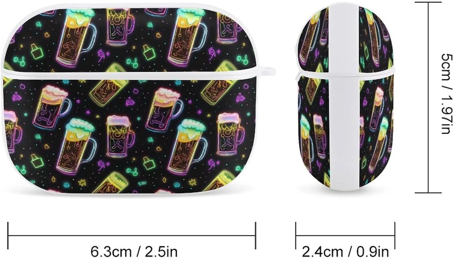 Colorful Beer Earbud Case Bluetooth Headphone Case Full Protective Case with Keychain Compatible with Airpods Pro White-Style