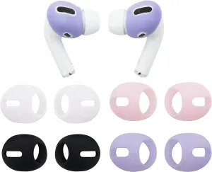 Compatible with AirPods Pro Ear Tips Ear Gels Anti-Slip Earbuds Cover  Fit in The Charging Case , 4 Pairs White/Black/Gray/Pink wbpg