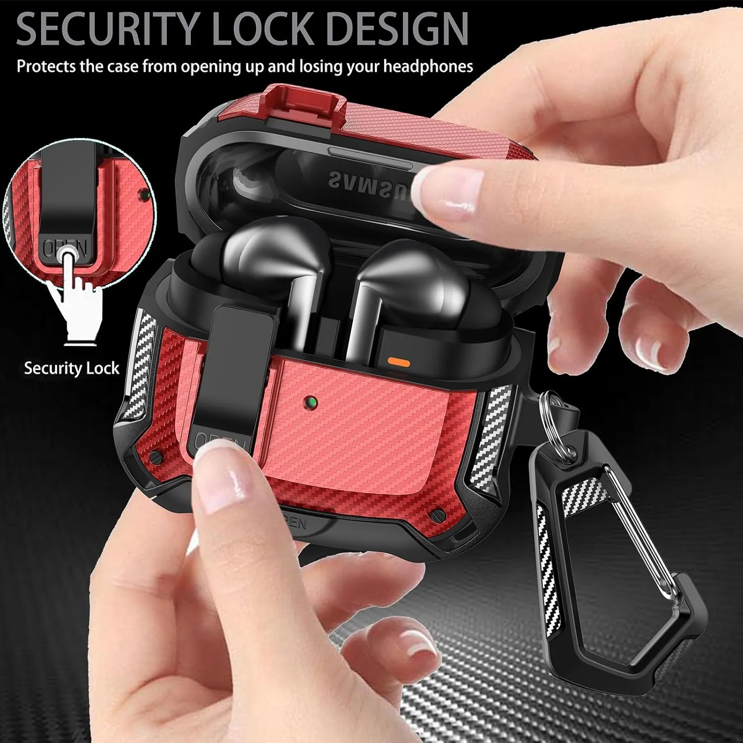 Compatible with Samsung Galaxy Buds 3 Pro Case/Bud 3 Cover Clip with Phone Stand, Secure Lock Protective Case & Cleaning Kit for Galaxy Buds 3 Pro 2024 Men Women Red