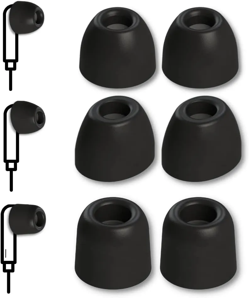 Comply SmartCore | Memory Foam Replacement IEM Ear Tips for Most Wired Devices | Superior Noise Isolation, Ultimate Comfort, Secure Fit | Variety, Black, Large (3 Pairs)