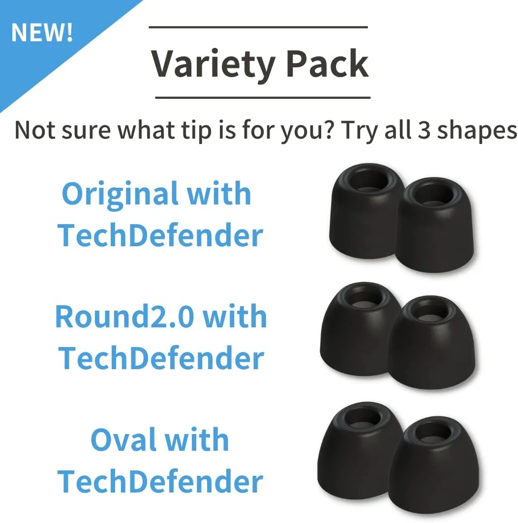 Comply SmartCore | Memory Foam Replacement IEM Ear Tips for Most Wired Devices | Superior Noise Isolation, Ultimate Comfort, Secure Fit | Variety, Black, Large (3 Pairs)