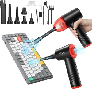 Compressed Air Duster & Mini Vacuum Cleaner 4in1, MECO 3 Gear 110000RPM Electric Air Blower, 13000PA Keyboard Cleaner, Handheld Vacuum Cordless Air Duster for PC/Computer/Keyboard/Sofa/Car (Red)