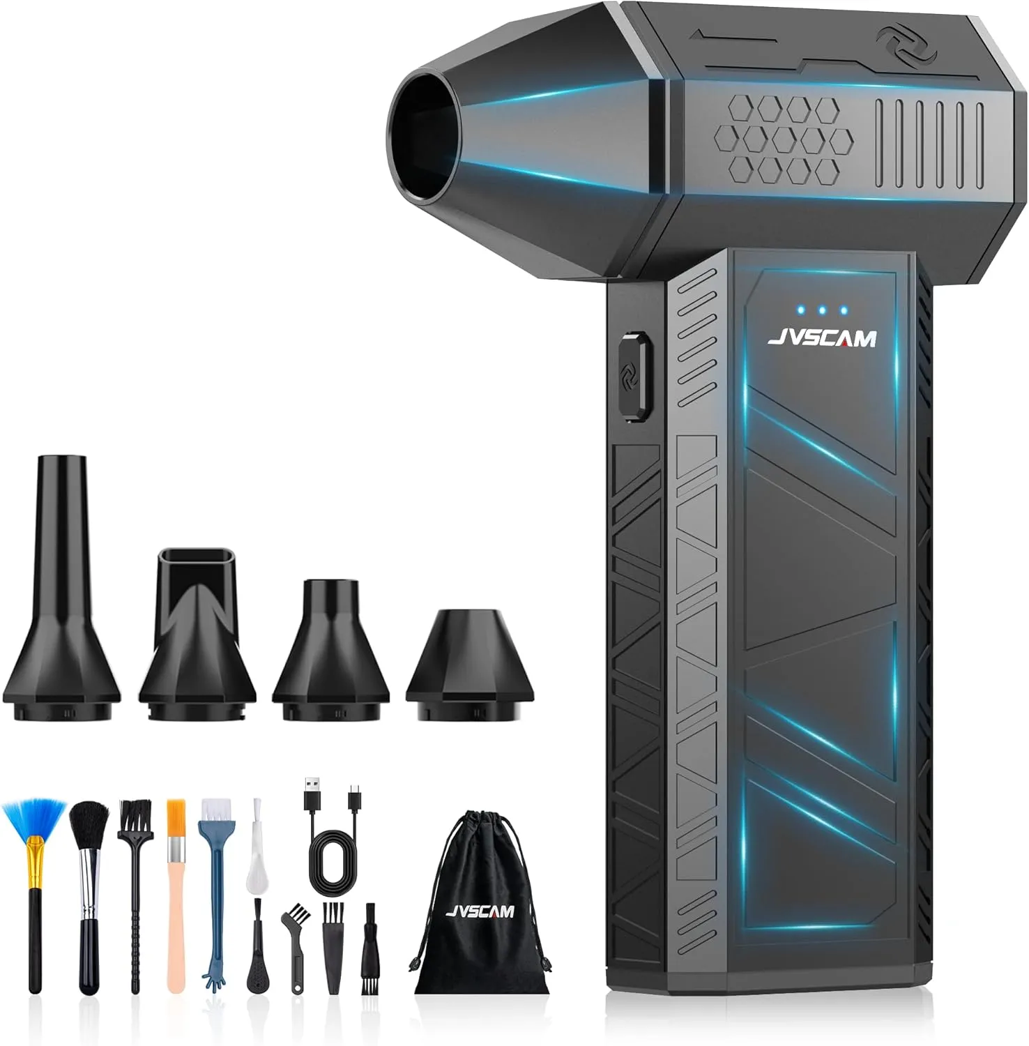 Compressed Air Duster - Electric Air Duster with Brushless Motor - 3 Gear Adjustable Cordless Air Blower - Rechargeable Air Duster for PC, Keyboard, Car, Outdoors, Home (X3)