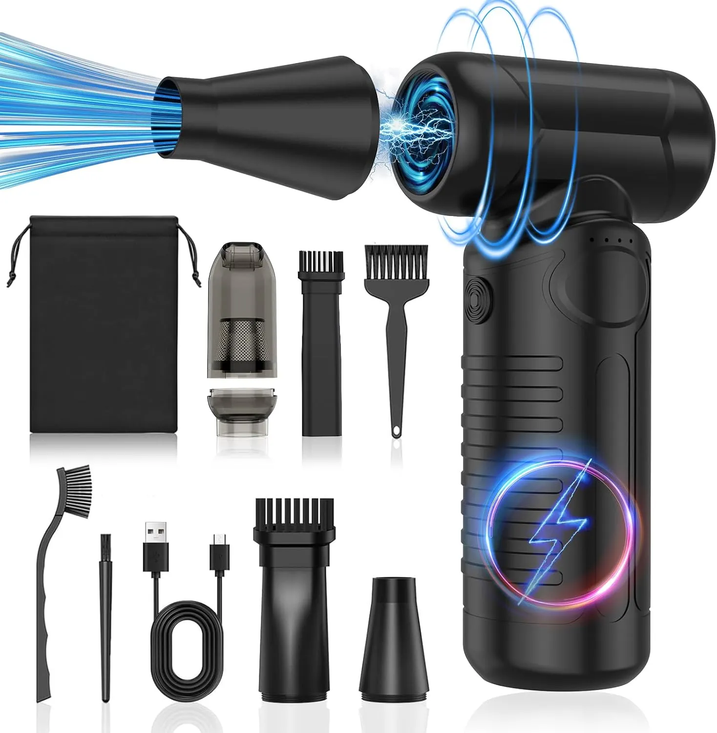 Compressed Air Duster,130000RPM Rechargeable Electric Duster, Cleaner for Keyboard, PC, No Canned Air Duster,Handheld Vacuums, Turbo Fan, Mini Blower, Jet Dry Blower, Car Vacuum Cleaner
