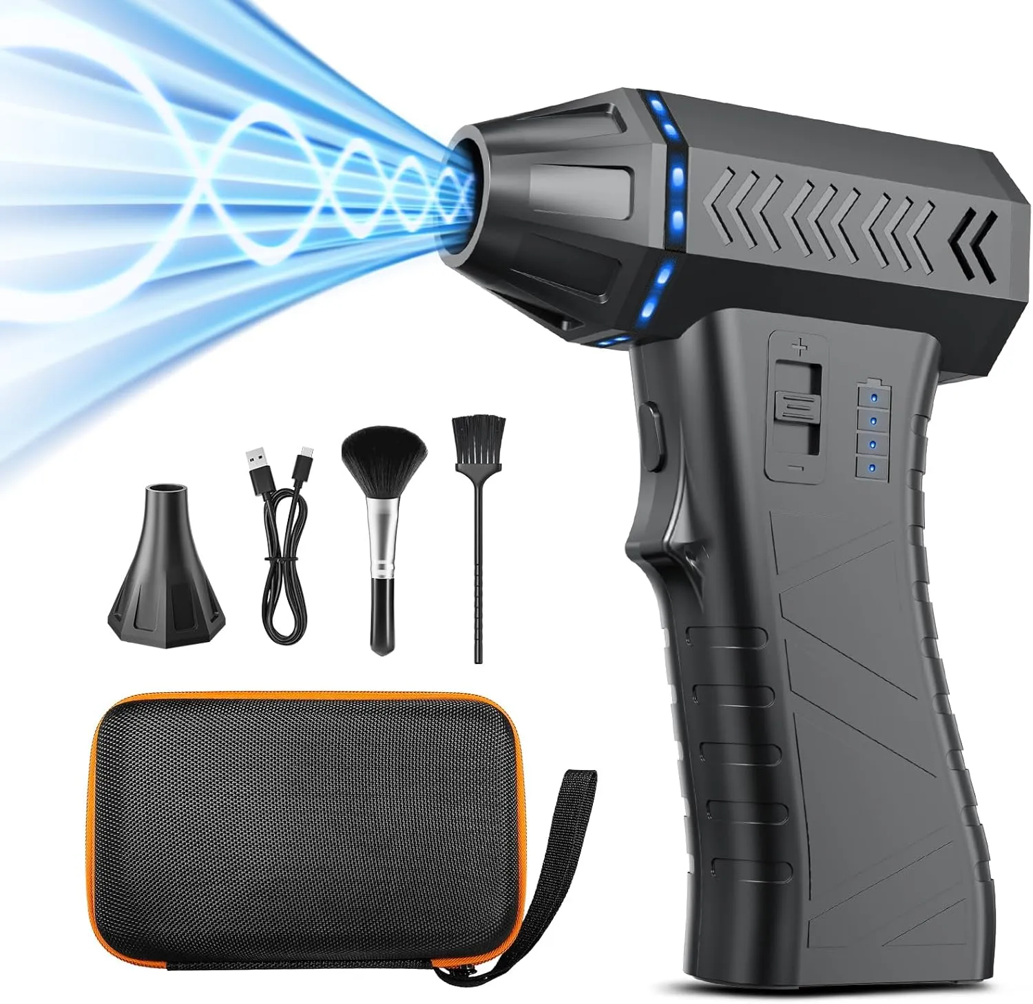 Compressed Air Duster,300000RPM Super Power Air Duster Portable Electric Air Blower,Replace Canned Air,Cordless Duster Cleaning Kit for Computer, Keyboard, Home, Outdoor and Car