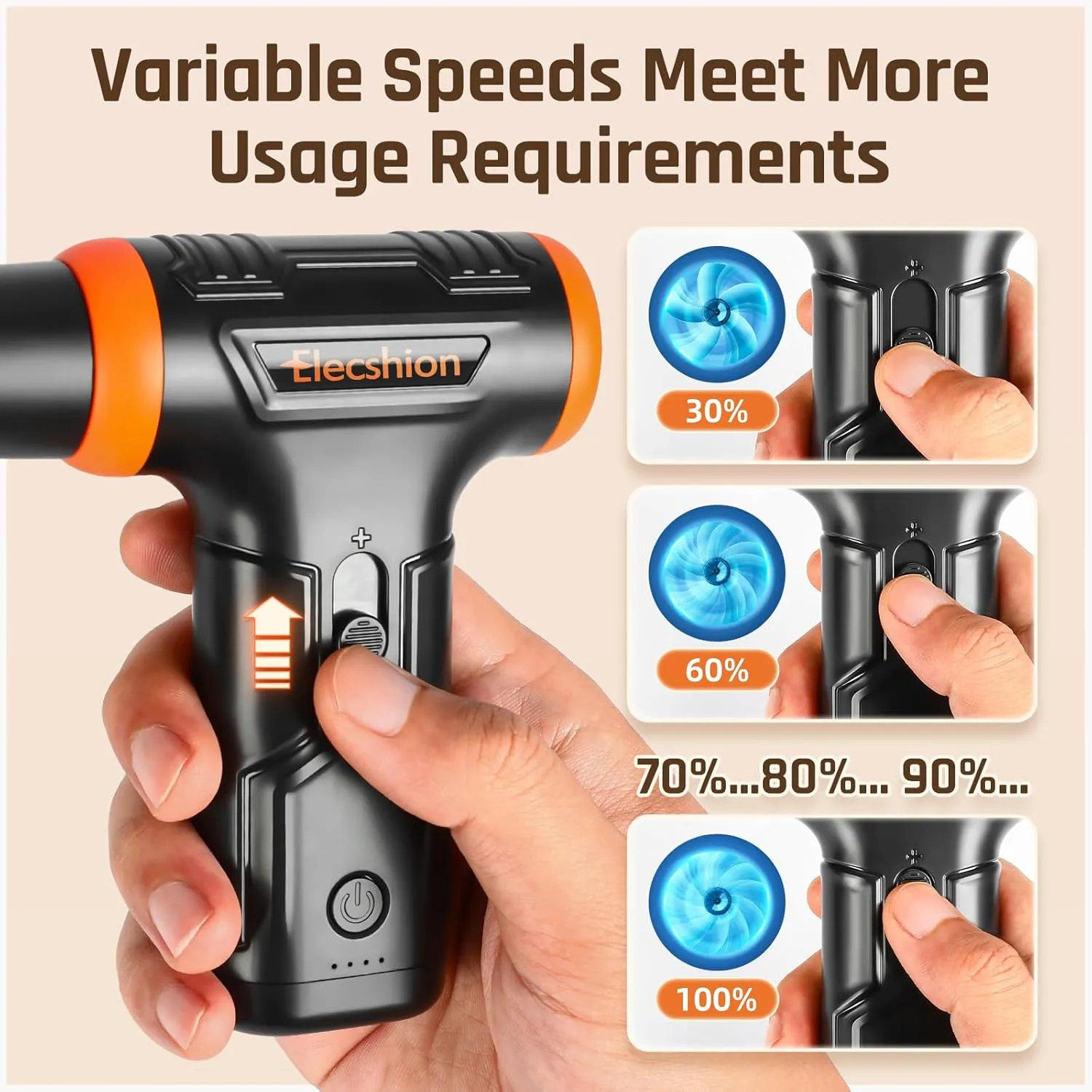 Compressed Air - Electric Air Duster, 50 mph Wind Variable Speed Canned Air for PC/Computer/Blaster/Electronics/Home Cleaning, 110000RPM Air Blower to Spray Air Can Dust Off Keyboard Cleaner