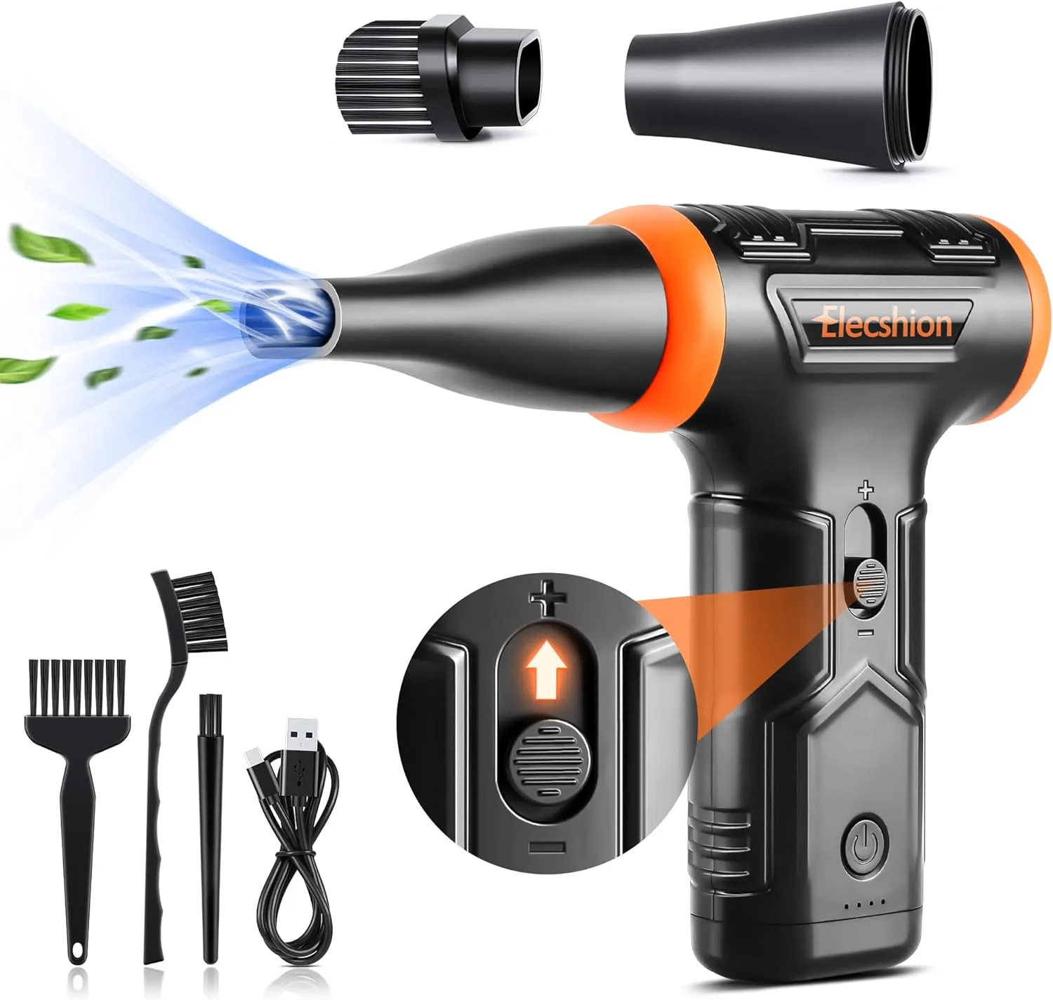 Compressed Air - Electric Air Duster, 50 mph Wind Variable Speed Canned Air for PC/Computer/Blaster/Electronics/Home Cleaning, 110000RPM Air Blower to Spray Air Can Dust Off Keyboard Cleaner
