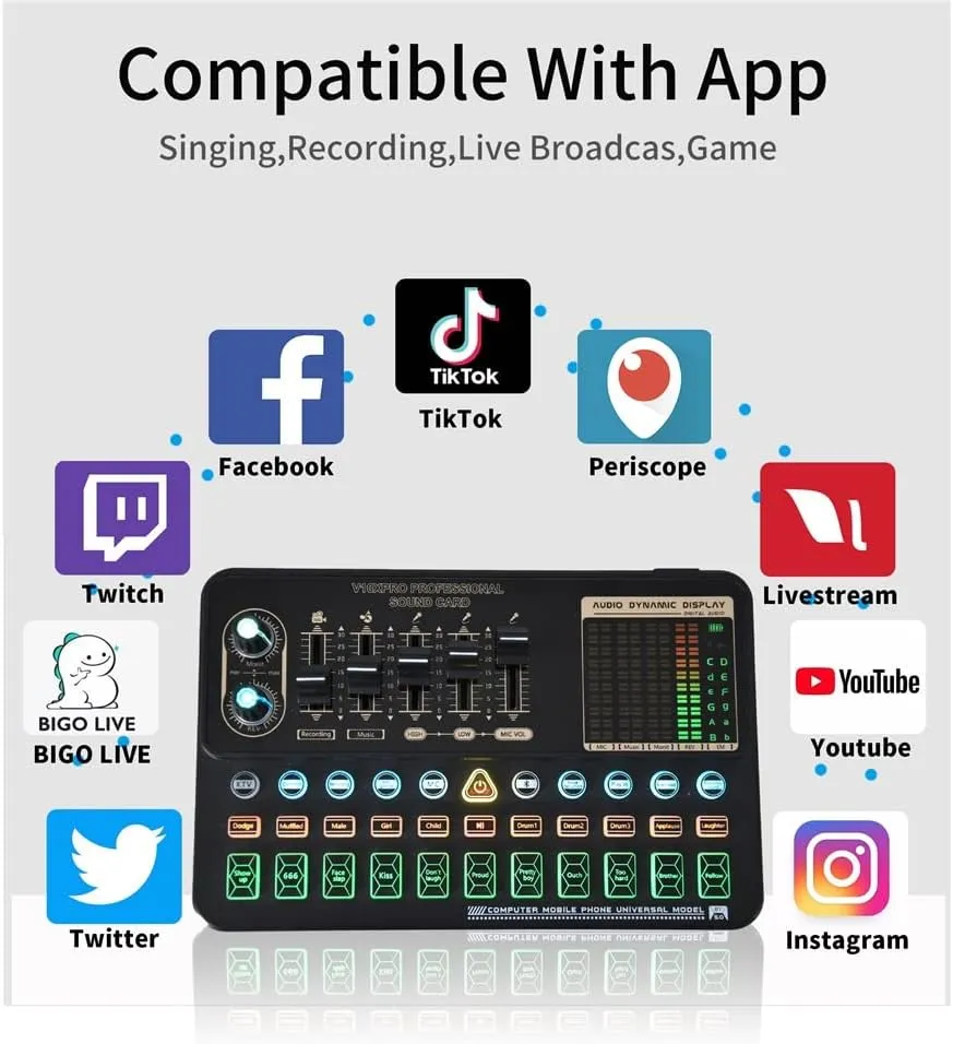Condenser Microphone Set Professional Studio Microphone Live Sound Card Wireless Adjustable Microphone