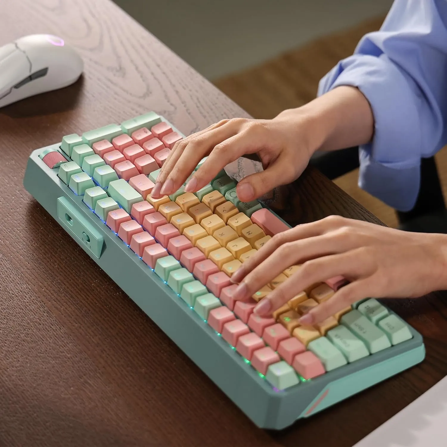 Cooler Master MK770 Macaron Wireless Mechanical RGB Gaming Keyboard, Kailh Box V2 Click White Switches, Gasket Structure, Hot-Swappable, Bluetooth|2.4GHz, Tactile 3-Way Dial, QWERTY (MK-770-MCKW1-US)